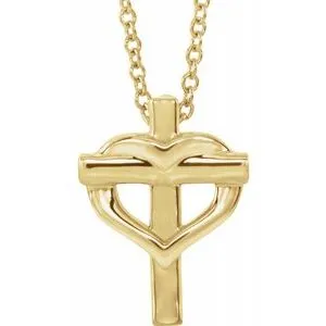 Platinum Youth Cross with Heart Pendant R45399104PSTWBC WB Choice Jewelry Necklaces Platinum Youth Cross with Heart Pendant R45399104PSTWBC WB Choice Jewelry Necklaces