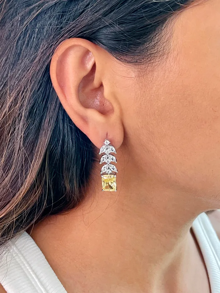 PRERTO ECOMMERCE PRIVATE LIMITED Earrings Rosy Diamonte Citrine Set Earrings Necklace