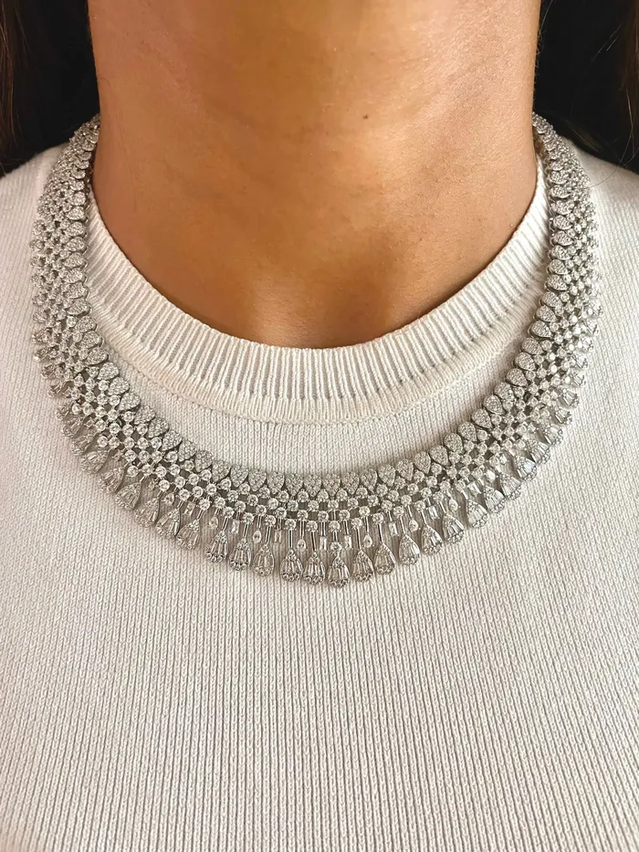 PRERTO ECOMMERCE PRIVATE LIMITED Necklaces Silver Floret Necklace Set Necklace Earrings PRERTO ECOMMERCE PRIVATE LIMITED Necklaces Silver Floret Necklace Set Necklace Earrings