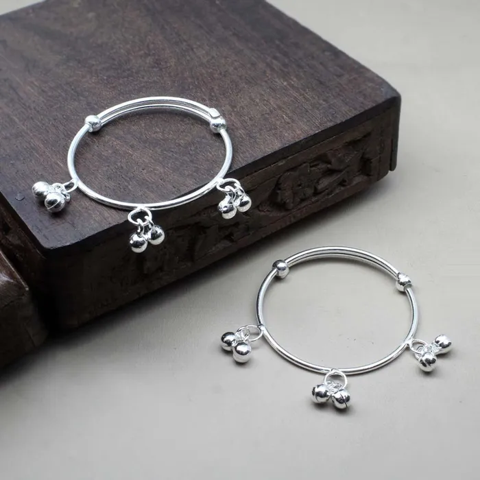 Real 925 Silver Kids Jingle Bells Bangles Bracelet Pair Karizma Jewels Bracelets Real 925 Silver Kids Jingle Bells Bangles Bracelet Pair Karizma Jewels Bracelets