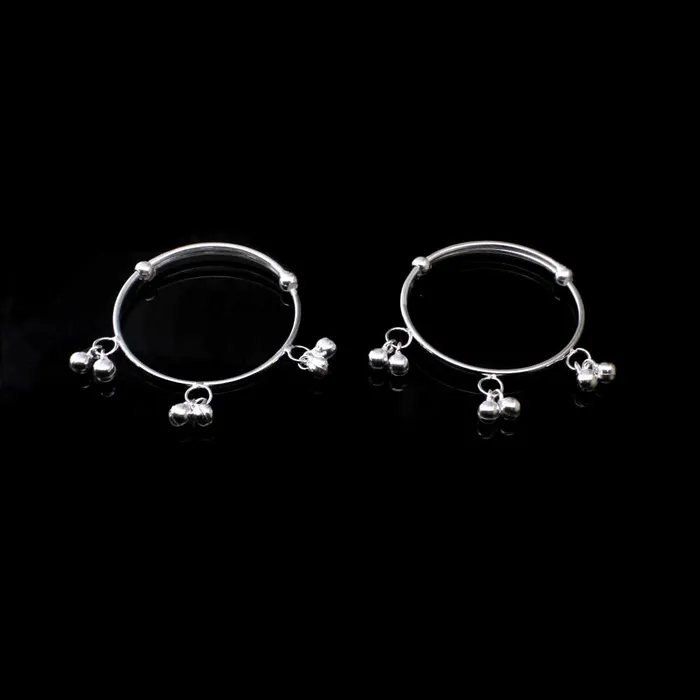 Real 925 Silver Kids Jingle Bells Bangles Bracelet Pair Karizma Jewels Bracelets