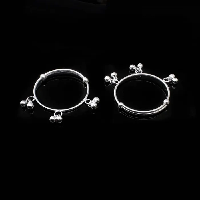 Real 925 Silver Kids Jingle Bells Bangles Bracelet Pair Karizma Jewels Bracelets