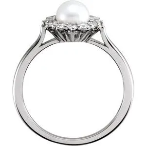 Rings 14K White Freshwater Cultured Pearl 13 CTW Diamond Ring6476105PSTWBC WB Choice Jewelry Rings 14K White Freshwater Cultured Pearl 13 CTW Diamond Ring6476105PSTWBC WB Choice Jewelry