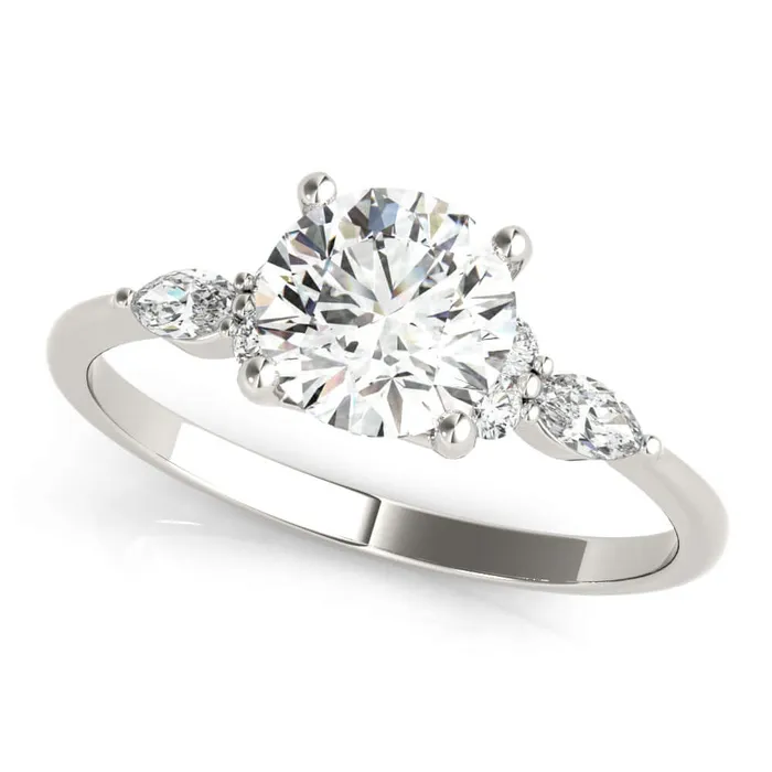 Rings GemFindRB 3 STONE RING WITH MARQUISE SIDE STONES