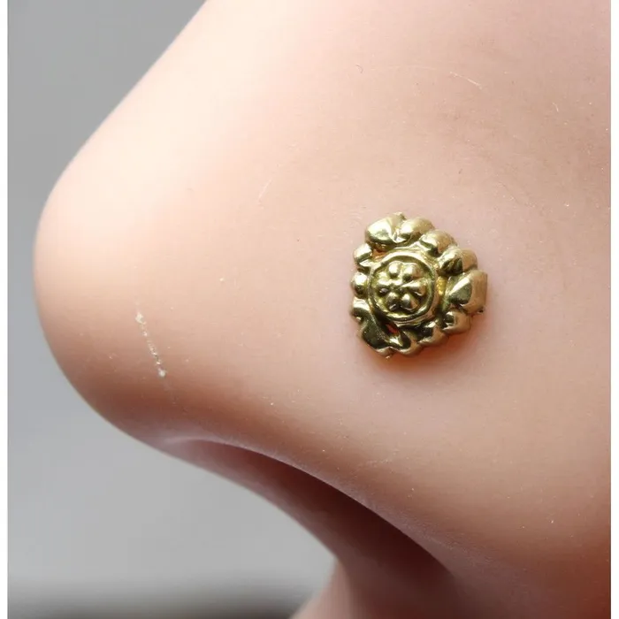 Rings Indian Nose Stud Antique gold finish nose ring corkscrew piercing ring l bend Karizma Jewels Rings Indian Nose Stud Antique gold finish nose ring corkscrew piercing ring l bend Karizma Jewels