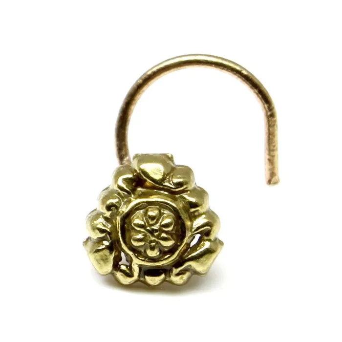 Rings Indian Nose Stud Antique gold finish nose ring corkscrew piercing ring l bend Karizma Jewels