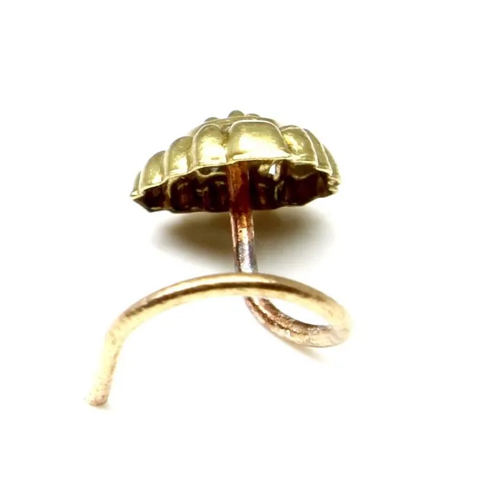 Rings Indian Nose Stud Antique gold finish nose ring corkscrew piercing ring l bend Karizma Jewels