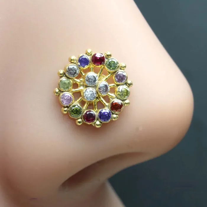 Rings Karizma Jewels Cute Wheel Style Gold Plated Nose Stud CZ Twisted nose ring Rings Karizma Jewels Cute Wheel Style Gold Plated Nose Stud CZ Twisted nose ring
