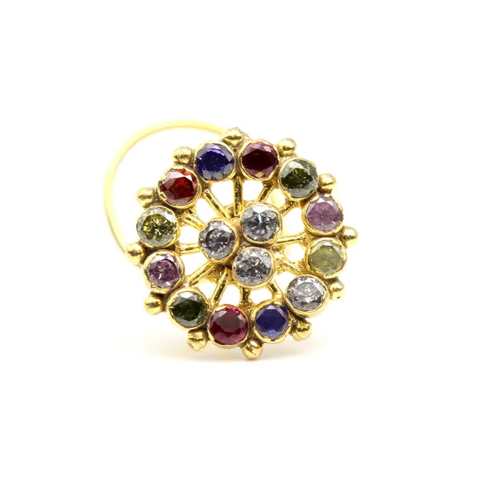 Rings Karizma Jewels Cute Wheel Style Gold Plated Nose Stud CZ Twisted nose ring
