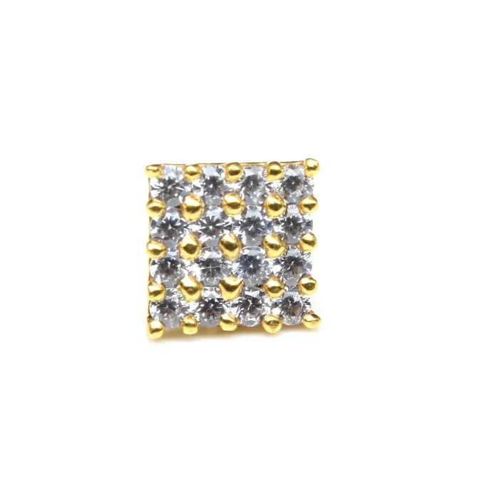 Rings Karizma Jewels Ethnic Square Nose ring White CZ studded gold plated Piercing Nose stud push pin Rings Karizma Jewels Ethnic Square Nose ring White CZ studded gold plated Piercing Nose stud push pin