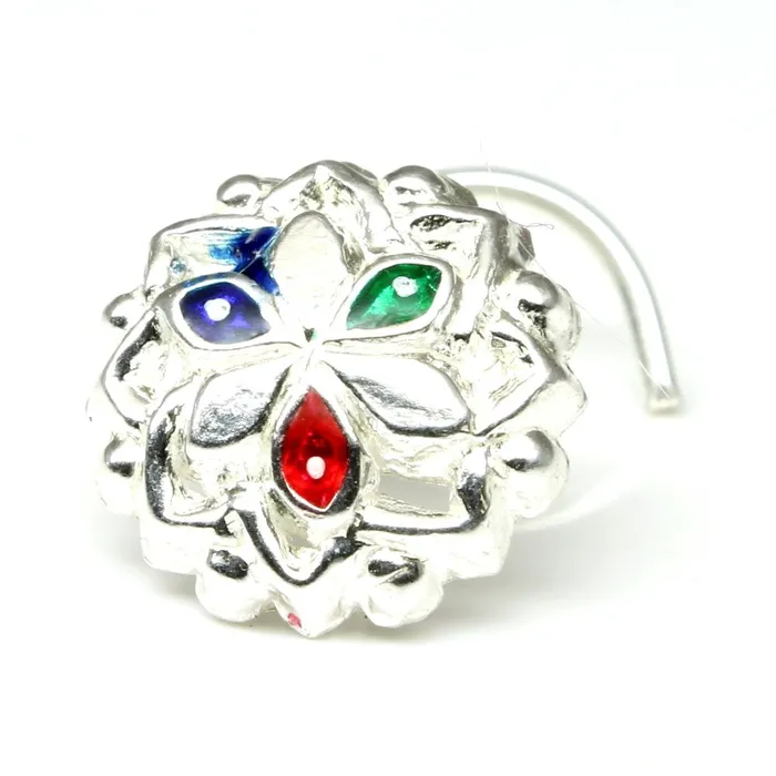 Rings Karizma Jewels Indian 925 Sterling Silver Nose Stud corkscrew piercing nose ring L Bend 22g Rings Karizma Jewels Indian 925 Sterling Silver Nose Stud corkscrew piercing nose ring L Bend 22g