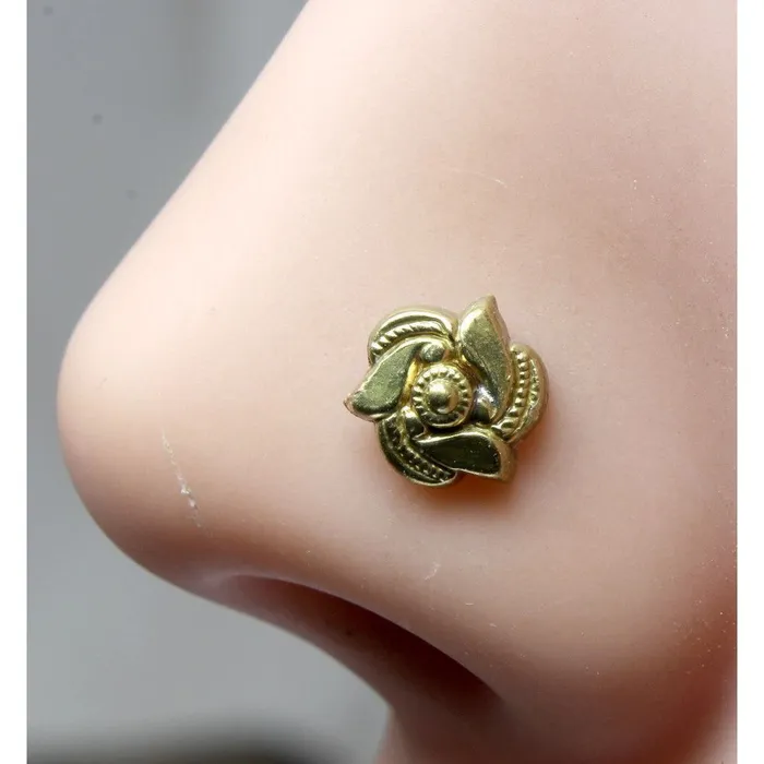 Rings Karizma Jewels Indian Nose Stud Antique gold finish nose ring Push Pin nase stud Rings Karizma Jewels Indian Nose Stud Antique gold finish nose ring Push Pin nase stud