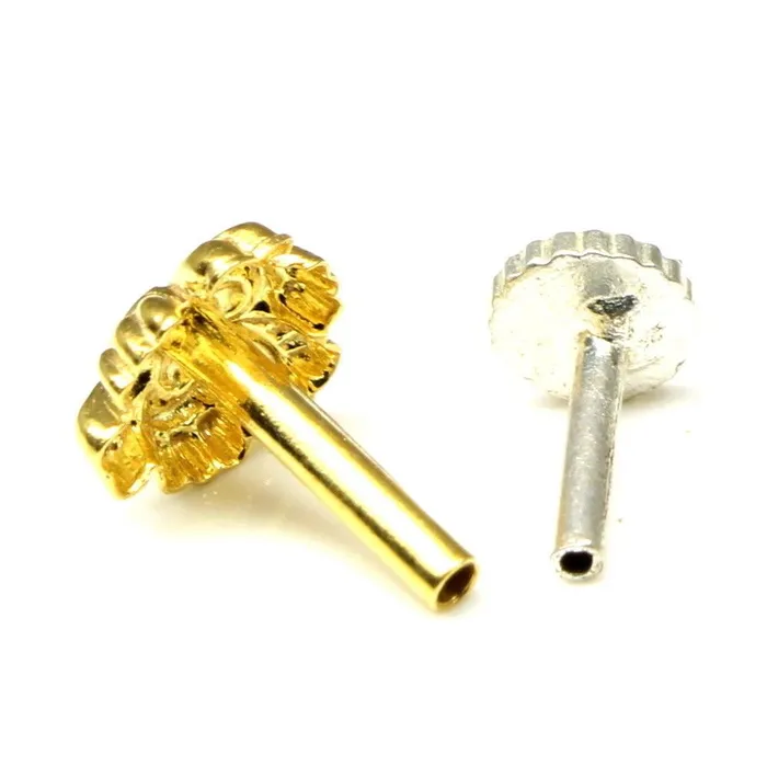Rings Karizma Jewels Indian Nose Stud Gold plated nose ring Push Pin nase stud 18g