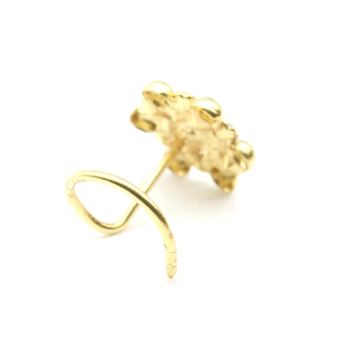 Rings Karizma Jewels Medusa Style Indian Gold Plated Nose Stud White CZ Twisted nose ring 22g