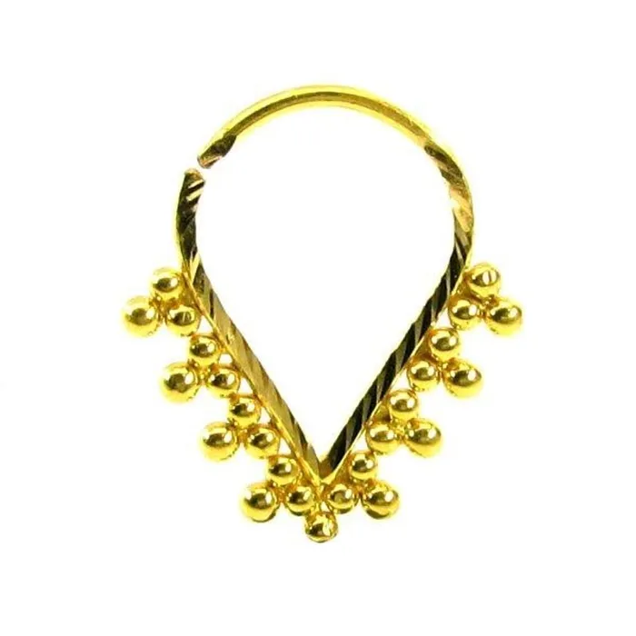 Rings Karizma Jewels Precious Piercing Septum Nose Hoop Ring Real 22k Yellow Gold Rings Karizma Jewels Precious Piercing Septum Nose Hoop Ring Real 22k Yellow Gold