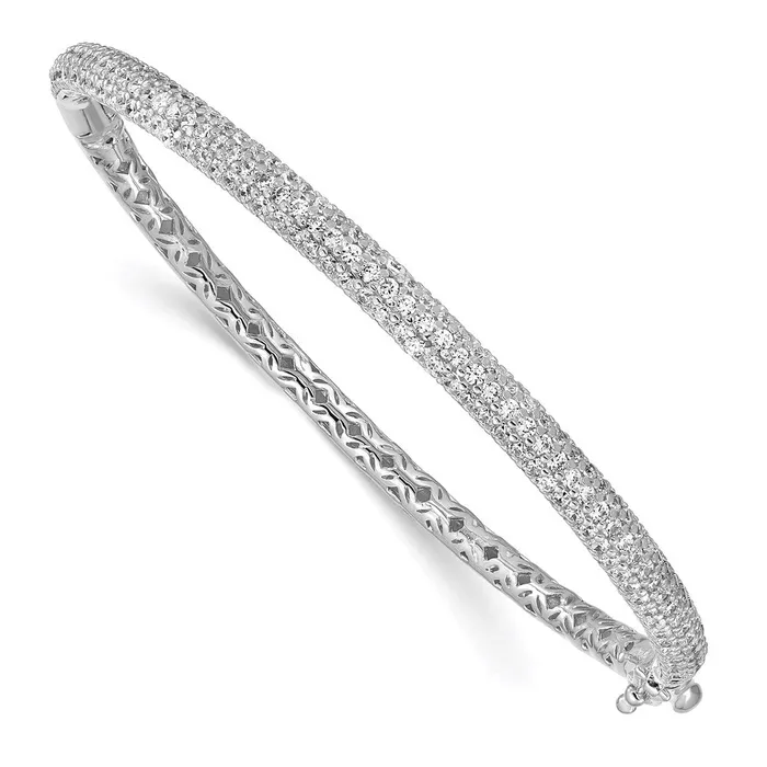 Rings Sterling Silver Pav Rhodiumplated 175 Stone CZ Hinged BangleWBCQB664 WB Choice Jewelry Rings Sterling Silver Pav Rhodiumplated 175 Stone CZ Hinged BangleWBCQB664 WB Choice Jewelry