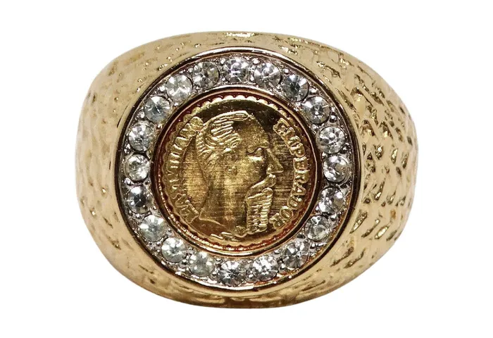 Rings Vintage by Misty 1990s Maximillano Emperador Coin 14k Gold Plated Crystal Etched Cocktail Ring Rings Vintage by Misty 1990s Maximillano Emperador Coin 14k Gold Plated Crystal Etched Cocktail Ring