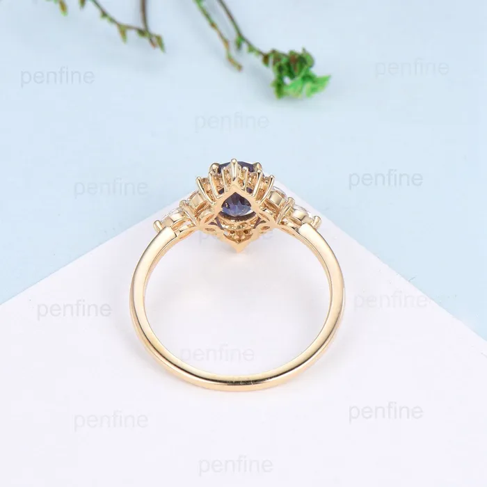 Rings Vintage Oval Natural Green Tourmaline Engagement Rings Halo Diamond Marquise Cut Agate Wedding Ring Art Deco Green Crystal Anniversary Ring PENFINE Rings Vintage Oval Natural Green Tourmaline Engagement Rings Halo Diamond Marquise Cut Agate Wedding Ring Art Deco Green Crystal Anniversary Ring PENFINE