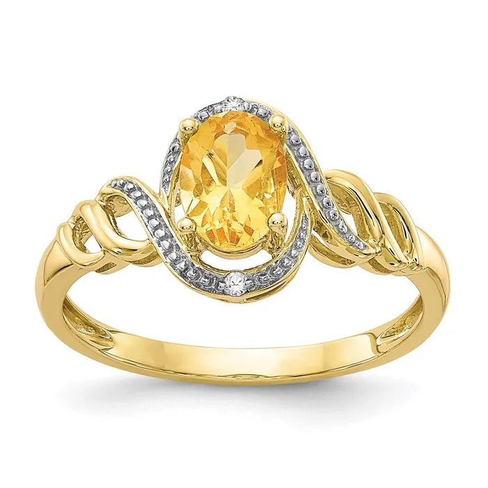 Rings WB Choice Jewelry 10K Citrine and Diamond RingWBC10XB308