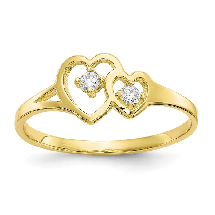 Rings WB Choice Jewelry 10k Double Heart CZ RingWBC10C1184