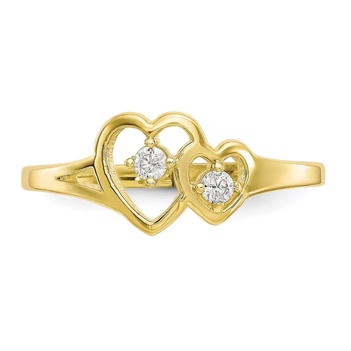 Rings WB Choice Jewelry 10k Double Heart CZ RingWBC10C1184 Rings WB Choice Jewelry 10k Double Heart CZ RingWBC10C1184