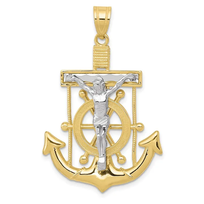 Rings WB Choice Jewelry 10k Twotone Diamondcut Mariners Cross PendantWBC10C3716