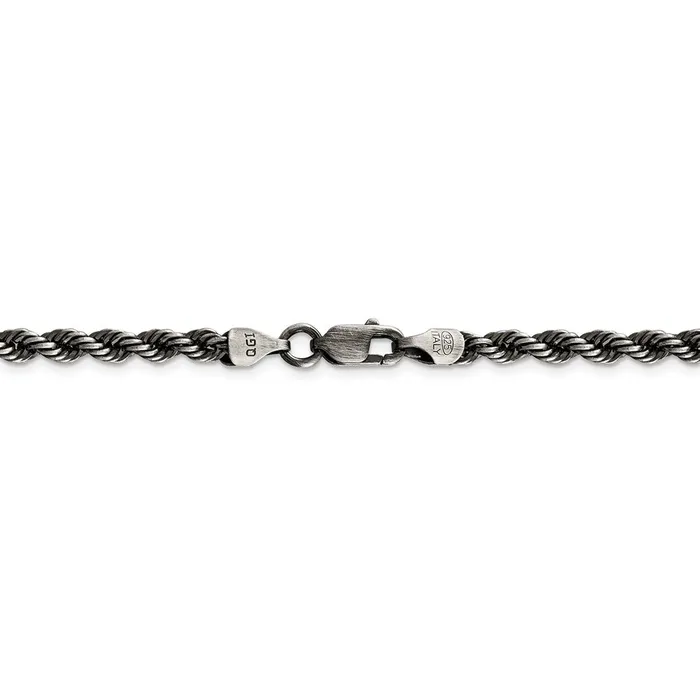Rings WB Choice Jewelry Sterling Silver Rutheniumplated 4mm Rope ChainWBCQFC20224 Rings WB Choice Jewelry Sterling Silver Rutheniumplated 4mm Rope ChainWBCQFC20224