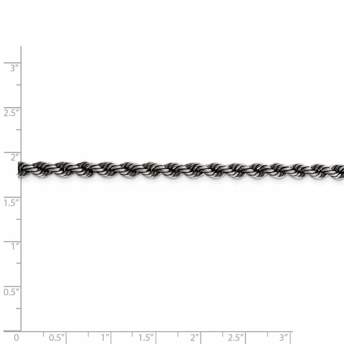Rings WB Choice Jewelry Sterling Silver Rutheniumplated 4mm Rope ChainWBCQFC20224 Rings WB Choice Jewelry Sterling Silver Rutheniumplated 4mm Rope ChainWBCQFC20224
