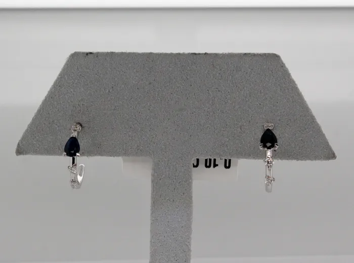 ROYAL JEWELRY MFG INC Earrings 14KW 36 Cttw Sapphire and 10 Cttw Diamond Earrings ROYAL JEWELRY MFG INC Earrings 14KW 36 Cttw Sapphire and 10 Cttw Diamond Earrings