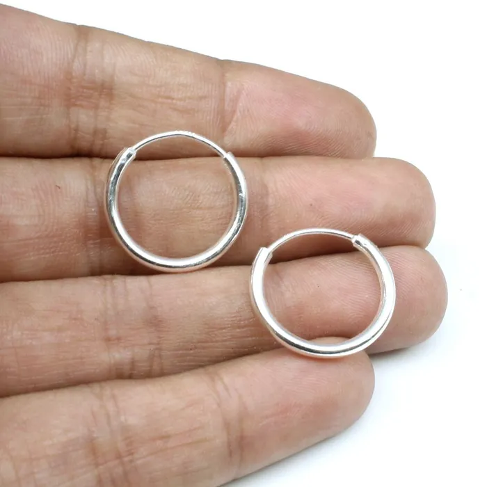 Simple plain ring Sterling Silver Earrings Small hinged Hoop for Girls Pair Karizma Jewels Earrings Simple plain ring Sterling Silver Earrings Small hinged Hoop for Girls Pair Karizma Jewels Earrings