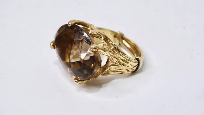 Smokey Quartz Large 1960s Cocktail Ring Vintage by Misty Rings