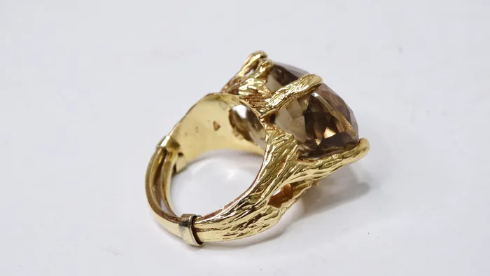 Smokey Quartz Large 1960s Cocktail Ring Vintage by Misty Rings