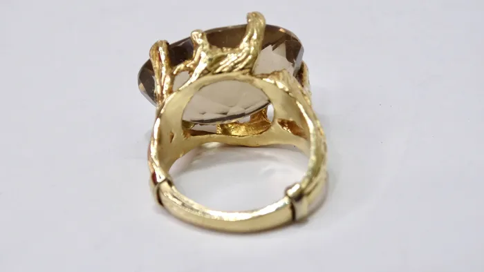Smokey Quartz Large 1960s Cocktail Ring Vintage by Misty Rings