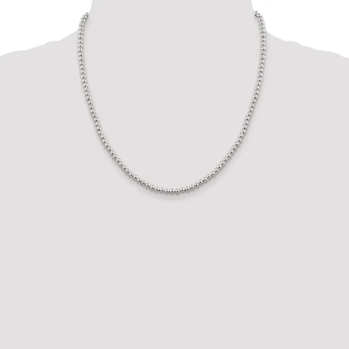Sterling Silver 4mm Beads on Box ChainWBCQK3320 WB Choice Jewelry Necklaces Sterling Silver 4mm Beads on Box ChainWBCQK3320 WB Choice Jewelry Necklaces