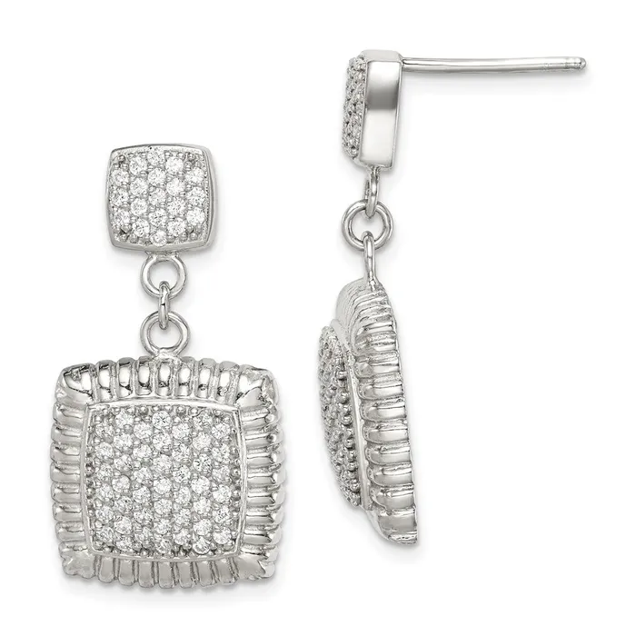 Sterling Silver CZ Square Dangle EarringsWBCQE14638 WB Choice Jewelry Earrings Sterling Silver CZ Square Dangle EarringsWBCQE14638 WB Choice Jewelry Earrings