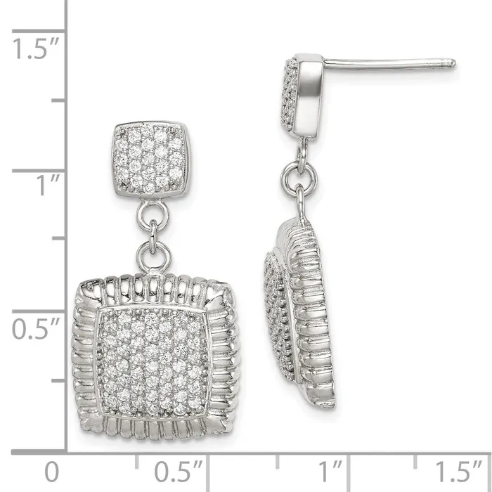 Sterling Silver CZ Square Dangle EarringsWBCQE14638 WB Choice Jewelry Earrings Sterling Silver CZ Square Dangle EarringsWBCQE14638 WB Choice Jewelry Earrings