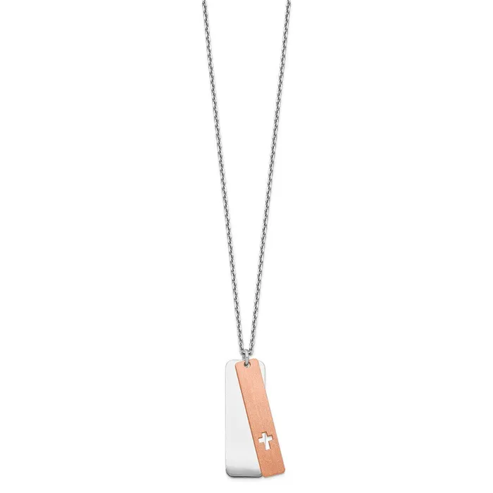Sterling Silver Dogtag wRosetone Cross w 125in ext NecklaceWBCQG519217 WB Choice Jewelry Necklaces Sterling Silver Dogtag wRosetone Cross w 125in ext NecklaceWBCQG519217 WB Choice Jewelry Necklaces