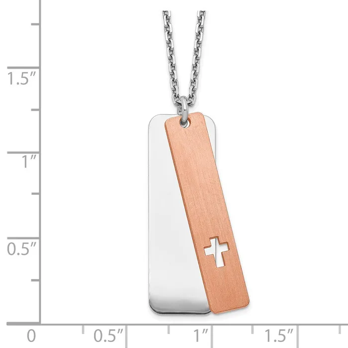 Sterling Silver Dogtag wRosetone Cross w 125in ext NecklaceWBCQG519217 WB Choice Jewelry Necklaces Sterling Silver Dogtag wRosetone Cross w 125in ext NecklaceWBCQG519217 WB Choice Jewelry Necklaces