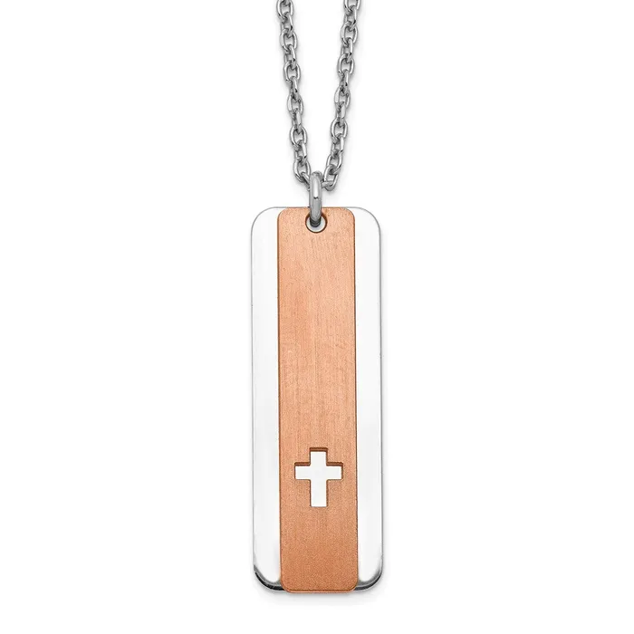 Sterling Silver Dogtag wRosetone Cross w 125in ext NecklaceWBCQG519217 WB Choice Jewelry Necklaces Sterling Silver Dogtag wRosetone Cross w 125in ext NecklaceWBCQG519217 WB Choice Jewelry Necklaces