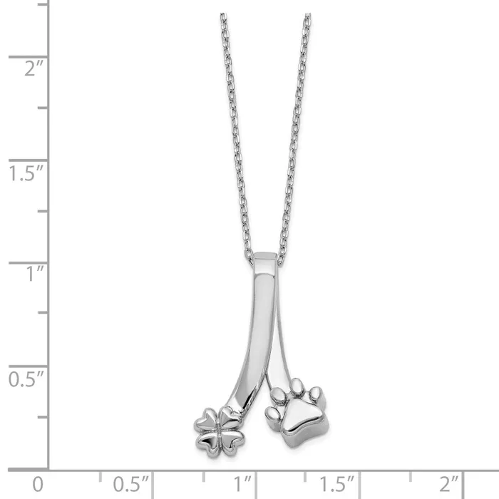 Sterling Silver Paw Print and Clover Ash Holder 18in NecklaceWBCQC974718 WB Choice Jewelry Necklaces Sterling Silver Paw Print and Clover Ash Holder 18in NecklaceWBCQC974718 WB Choice Jewelry Necklaces