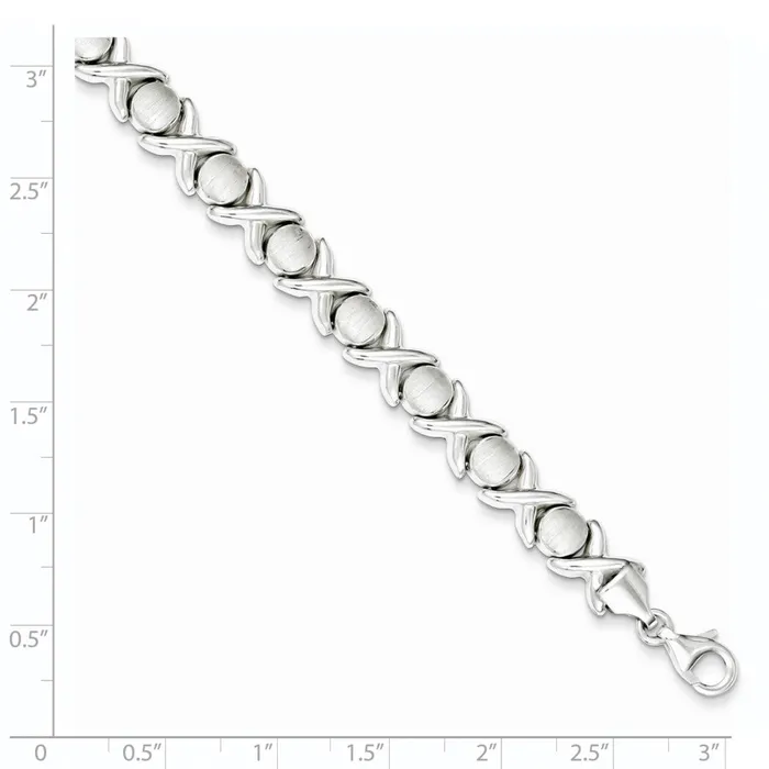 Sterling Silver Polished and Satin X and O BraceletWBCQG33057 WB Choice Jewelry Bracelets Sterling Silver Polished and Satin X and O BraceletWBCQG33057 WB Choice Jewelry Bracelets