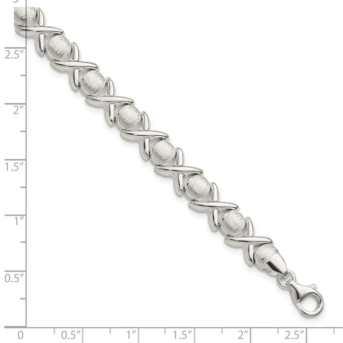 Sterling Silver Polished and Satin X and O BraceletWBCQG33057 WB Choice Jewelry Bracelets Sterling Silver Polished and Satin X and O BraceletWBCQG33057 WB Choice Jewelry Bracelets