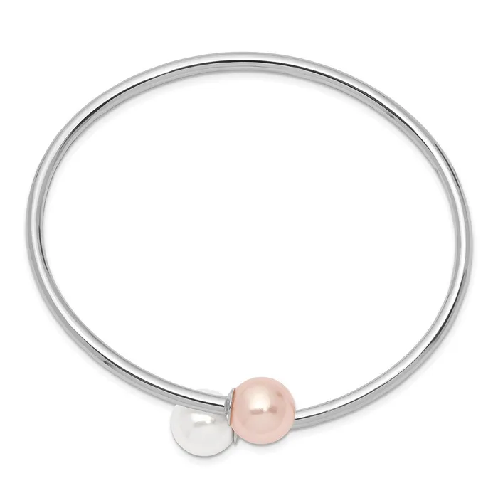 Sterling Silver Rhodplat 1011mm Wht Pink Imitation Shell Pearl BangleWBCQMJB133WP WB Choice Jewelry Rings Sterling Silver Rhodplat 1011mm Wht Pink Imitation Shell Pearl BangleWBCQMJB133WP WB Choice Jewelry Rings