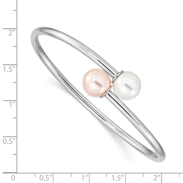 Sterling Silver Rhodplat 1011mm Wht Pink Imitation Shell Pearl BangleWBCQMJB133WP WB Choice Jewelry Rings Sterling Silver Rhodplat 1011mm Wht Pink Imitation Shell Pearl BangleWBCQMJB133WP WB Choice Jewelry Rings