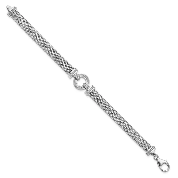 Sterling Silver Rhodium Plated CZ Mesh Link BraceletWBCQG450675 WB Choice Jewelry Bracelets Sterling Silver Rhodium Plated CZ Mesh Link BraceletWBCQG450675 WB Choice Jewelry Bracelets