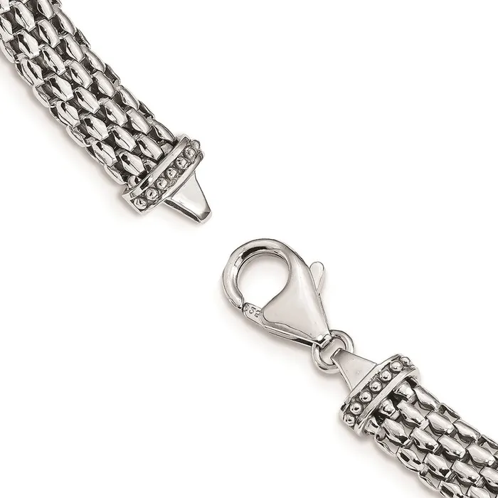 Sterling Silver Rhodium Plated CZ Mesh Link BraceletWBCQG450675 WB Choice Jewelry Bracelets Sterling Silver Rhodium Plated CZ Mesh Link BraceletWBCQG450675 WB Choice Jewelry Bracelets