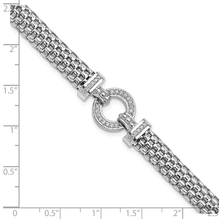Sterling Silver Rhodium Plated CZ Mesh Link BraceletWBCQG450675 WB Choice Jewelry Bracelets Sterling Silver Rhodium Plated CZ Mesh Link BraceletWBCQG450675 WB Choice Jewelry Bracelets