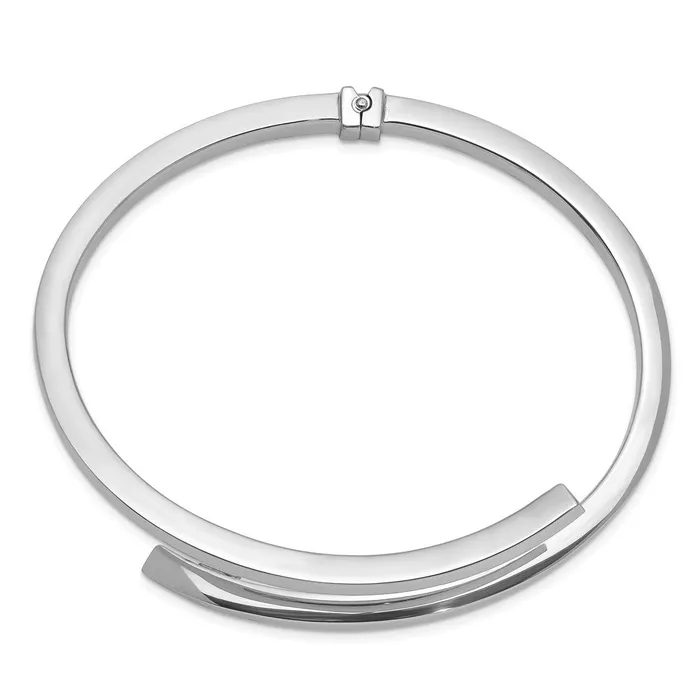 Sterling Silver Rhodiumplated Polished Bypass Hinged BangleWBCQB1313 WB Choice Jewelry Rings Sterling Silver Rhodiumplated Polished Bypass Hinged BangleWBCQB1313 WB Choice Jewelry Rings
