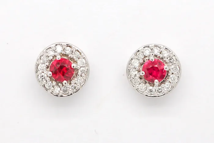 SUNRISE JEWELRY MFG CORP Earrings 14KW 17 CTTW RUBY AND DIAMOND EARRINGS 10 CTTW GHSI2