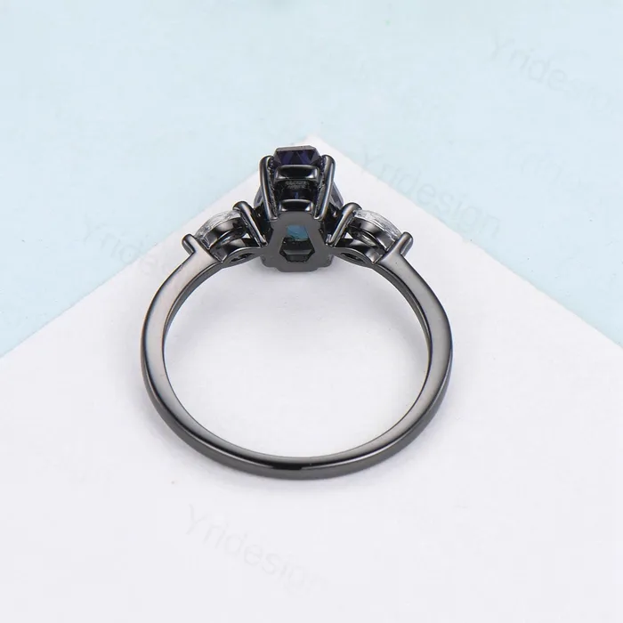 Unique Black Gold Coffin Shape Alexandrite Ring Marquise Moonstone Shield Shape Alexandrite Engagement Ring June Birthstone Anniversary Gift PENFINE Rings Unique Black Gold Coffin Shape Alexandrite Ring Marquise Moonstone Shield Shape Alexandrite Engagement Ring June Birthstone Anniversary Gift PENFINE Rings